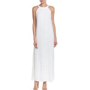 J. McLaughlin | Sleeveless Halter Neck Maxi Dress Textured Summer White XS